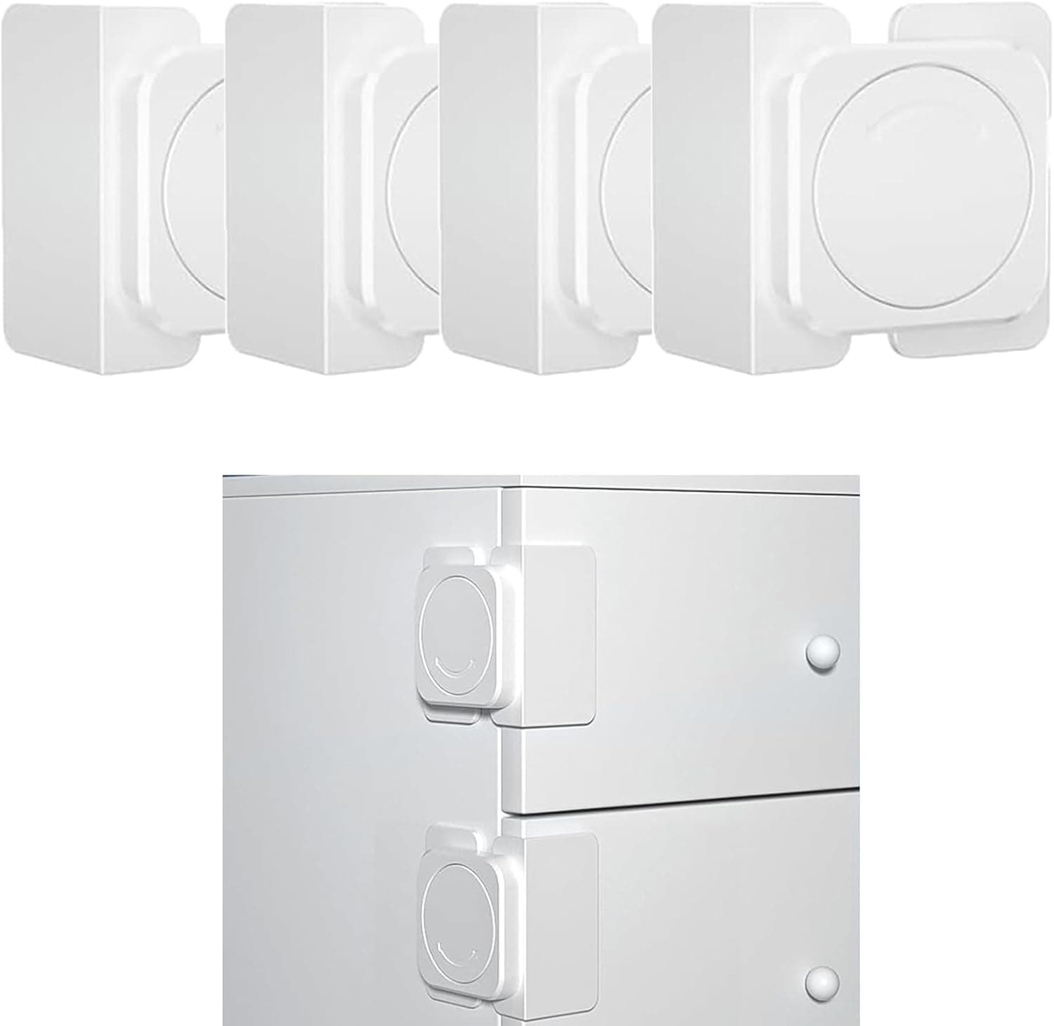 [Upgraded] 4 Pack Cabinet Locks for Baby, Kids and Toddlers Proofing Cabinet Child, Safety Locks Suitable for Cabinets, Drawer and Refrigerator with Easy Installation (4, Right Angle)