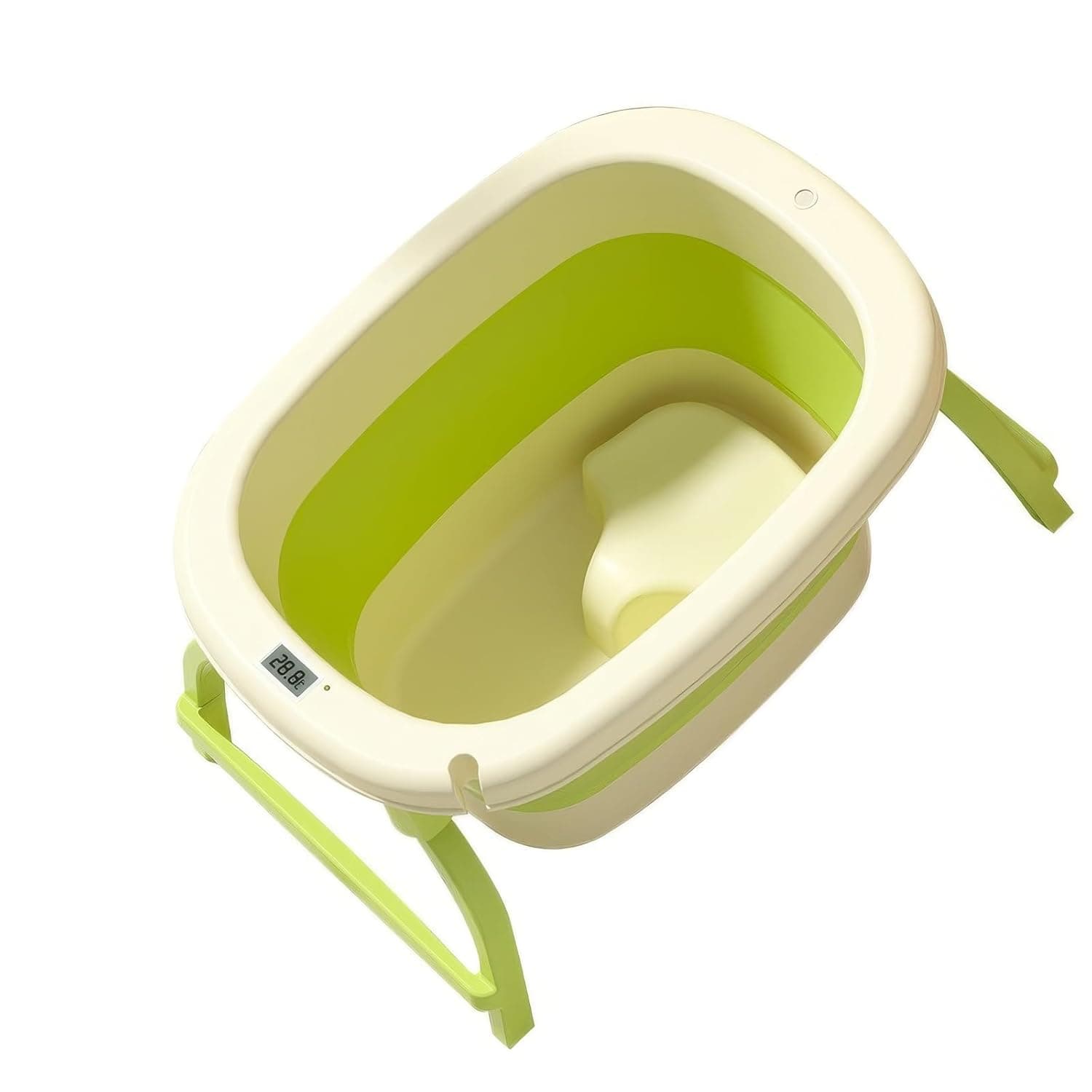Baby foldable bathtub with thermometer and seat size 71.5 * 52.5 * 39 cm Green color