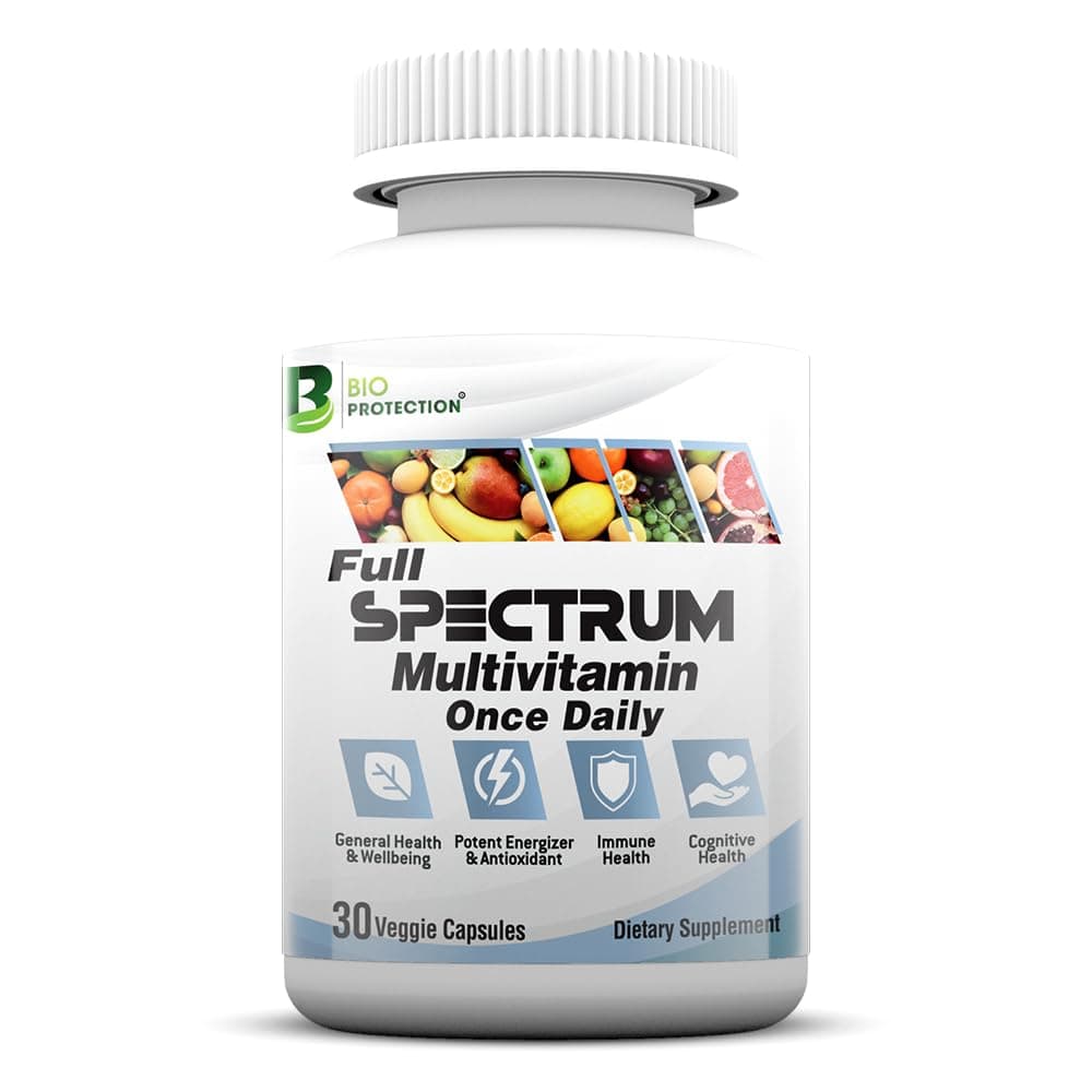 Bio Protection Full Spectrum Multivitamin, Daily Multivitamin Supplement with 11 Vitamins, 8 Minerals, Amino Acids and Herbal Extracts, Clean & Vegan-Friendly - 30 Veggie Capsules