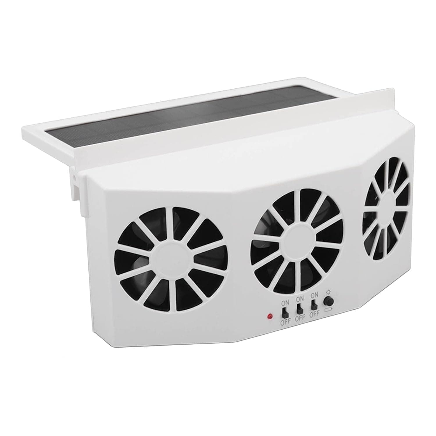 Generic Solar Powered Car Cooler, Car Window Exhaust Fan with 3 Fans Design for Ventilation and Cooling, Solar Radiator Fan ABS Material