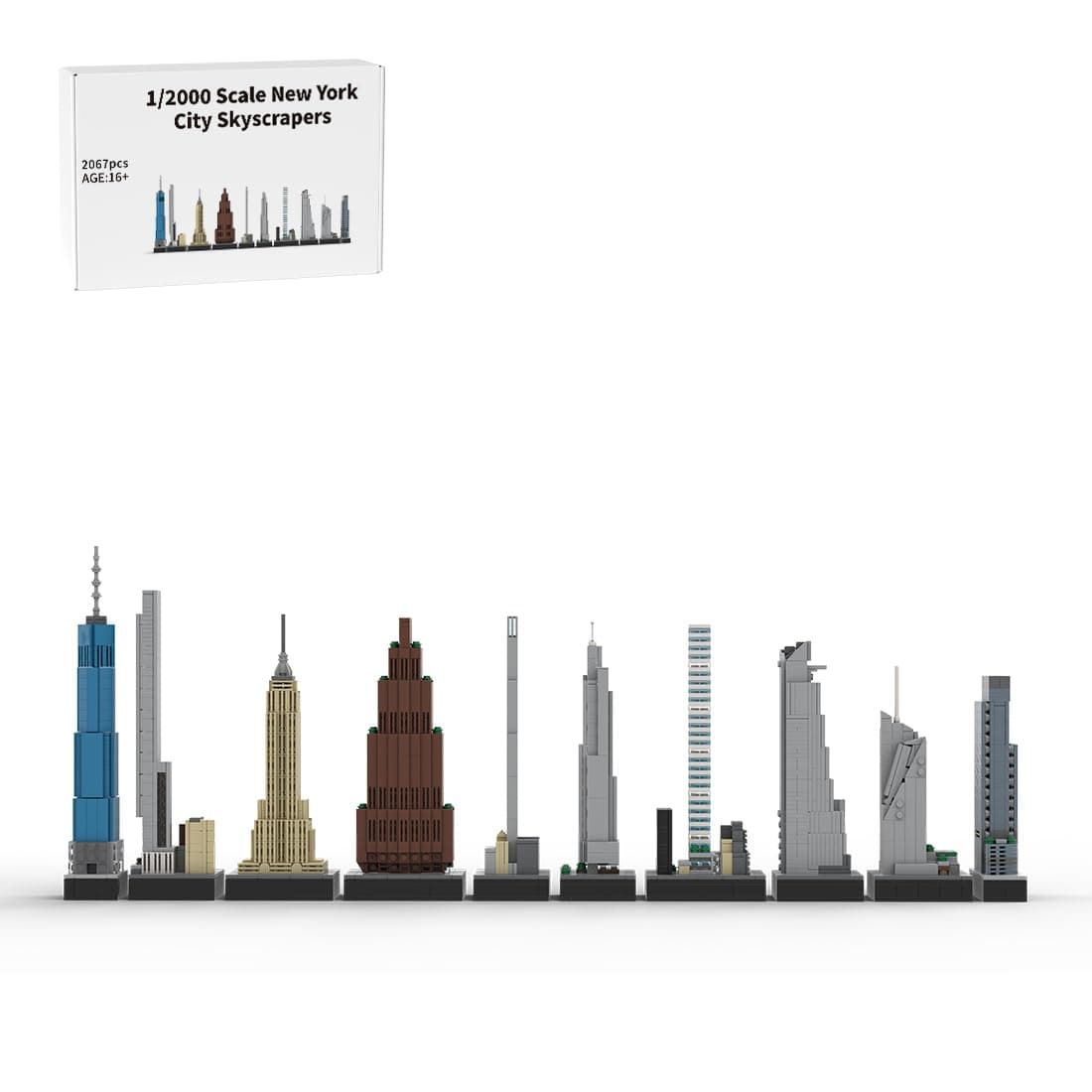 1:2000 New York City Skyscraper Model, High-Rise Architecture Construction Kit, Skyline Building Blocks as Miniature Cityscape for Adults & Collectors, 2067 Pieces