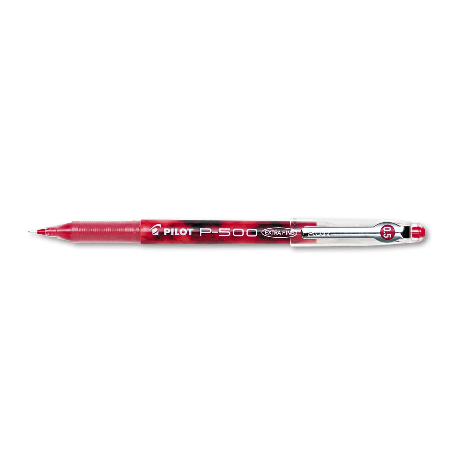 PILOT, Precise P-500 Gel Ink Rolling Ball Stick Pens, Marbled Barrel, Extra Fine Point 0.5 mm, Red, Pack of 12