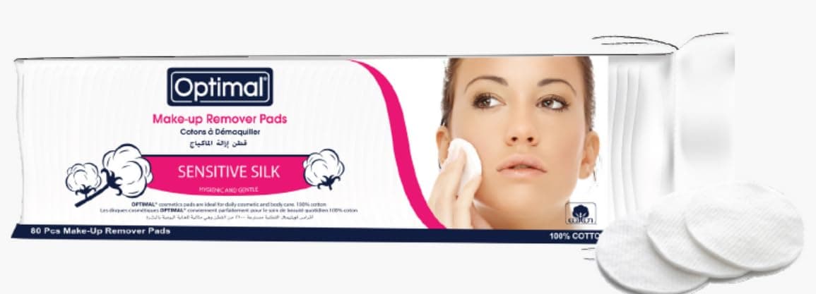 Optimal Make-Up Remover Pads - Sensitive Silk, 100% Pure Cotton, Ultra-Soft & Hypoallergenic - 80 Count, Perfect for Gentle Makeup Removal & Skincare