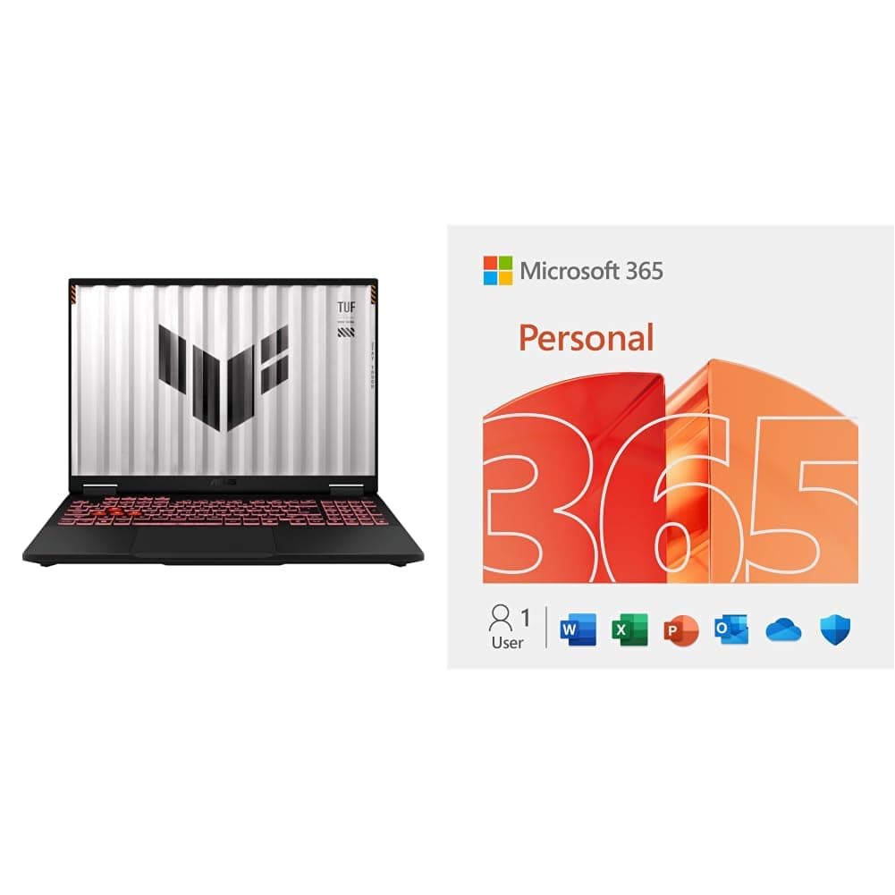 ASUS TUF Gaming A16" Inch FHD + 165Hz (FA608PM-RV027W) AMD Ryzen 9 8940HX (16-Core), Nvidia RTX5060 (8GB DDR7), 32GB RAM DDR5, 1TB NVMe/WIN 11 / Gray with Microsoft 365 Personal [Digital Code]