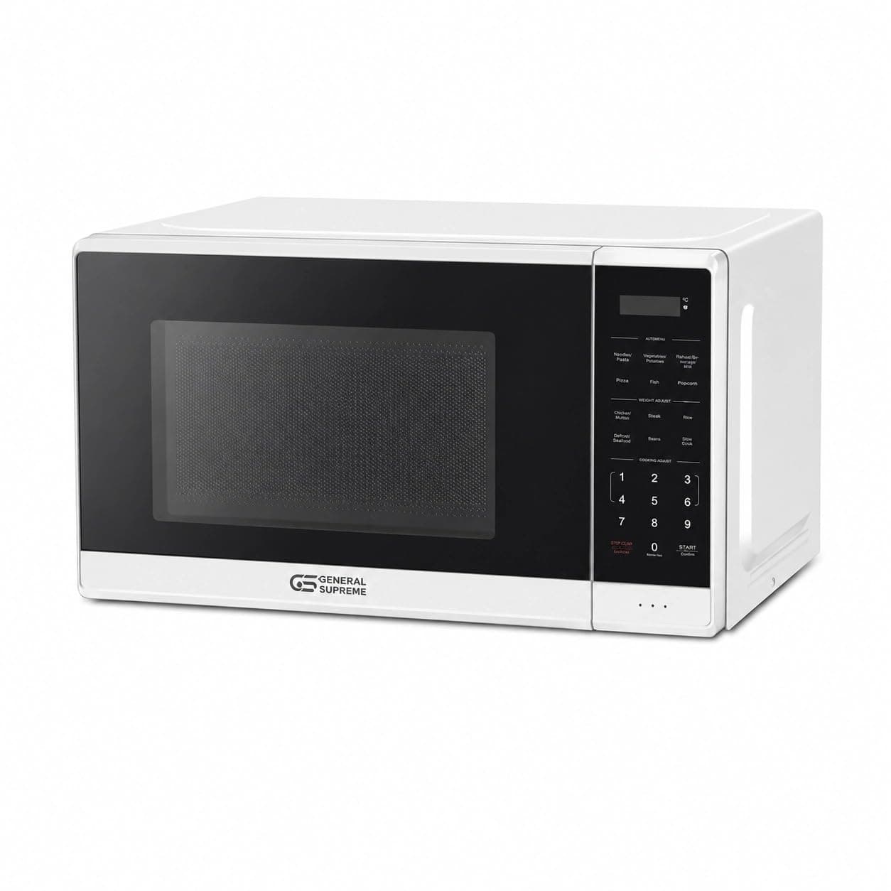 General Supreme 20L Microwave Oven, 700W, 11 Power Levels, 6 Cooking Menus, Defrost & Memory Function, Digital Control, 99 Minute Timer, Child Safety Lock, White - GSMW20WD