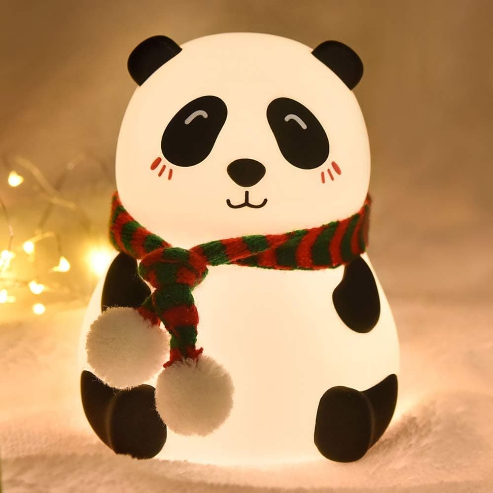 Panda Night Light for Kids, Cute Squishy Silicone Animal Lamp for Nursery, Touch-Control Lights, Portable with USB Rechargeable, Ideal Nightlight Gift for Baby Girls and Boys