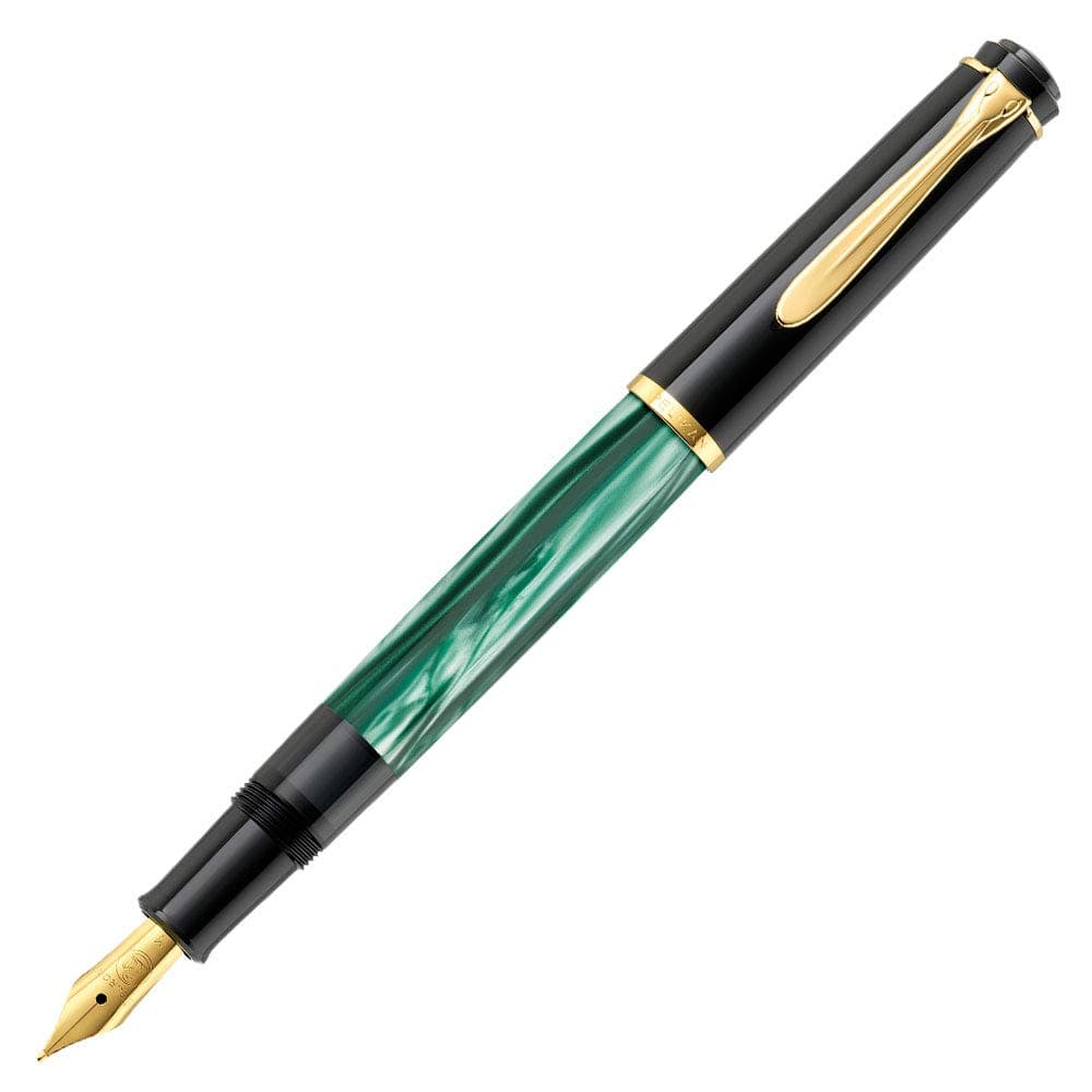 Pelikan Souverän M200 Fountain Pen, Medium Nib, Green Marble, 1 Each (994103)