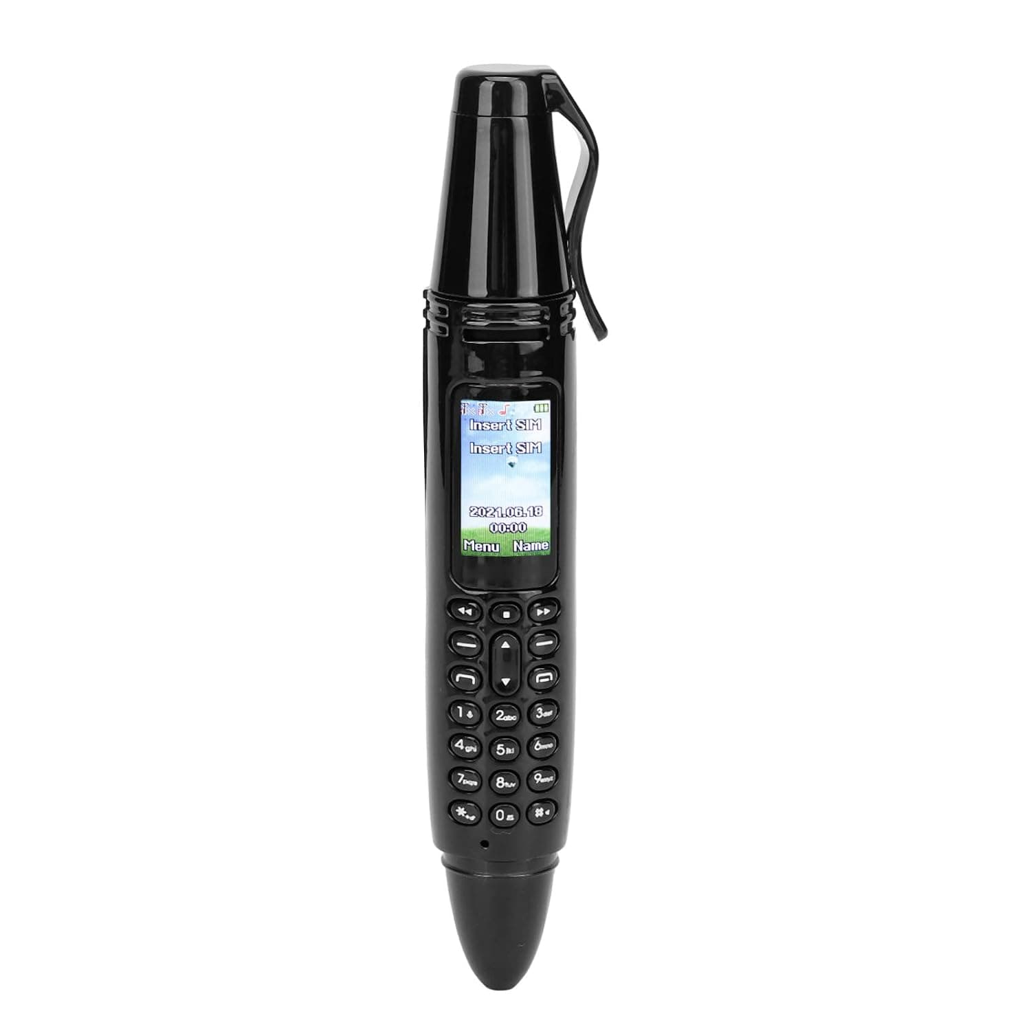 Pen Mini Cell Phone, 0.96In Tiny Screen Bluetooth Dialer Phone, 32G Expandable Memory GSM Frequency Rechargeable Dialer, Flashlight, FM Radio