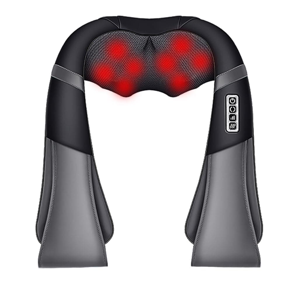 AMINAC Neck and Shoulder Massager, Electric Deep Tissue 3D Kneading Massage for Shoulder, Leg, and Body Muscle Relief, Suitable for Home, Office, and Car Use, Black