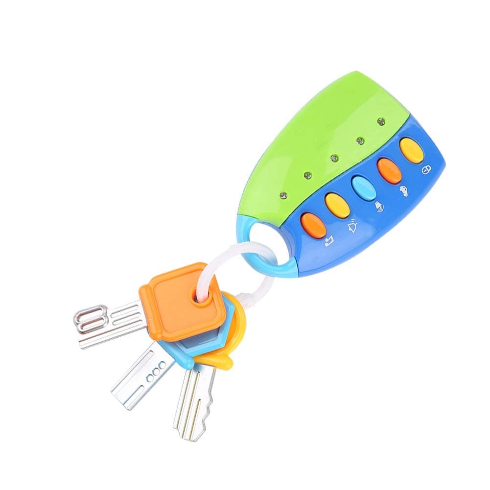Baby Toys Musical Smart Remote Car Key Toys Pretend Play Music Education Toys with Sound and Light (Not Included Battery)(Blue)