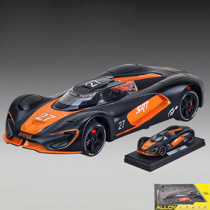 1:32 Dodges SRT V10 Concept Sports Car Alloy Metal Diecast Model Car Sound Light Casting Collection Hobby Birthday Gift (Black1 Box)