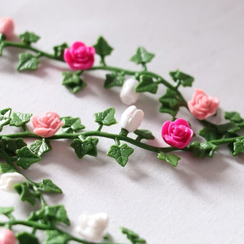 Tazweeq Dollhouse Vines - Miniature Rose Flower Vine for Fairy Garden Decoration, Dollhouse Accessories, 1:12 Dollhouse Miniature Model Mini Garden Scene Fringe Flower Vine (4Pcs)