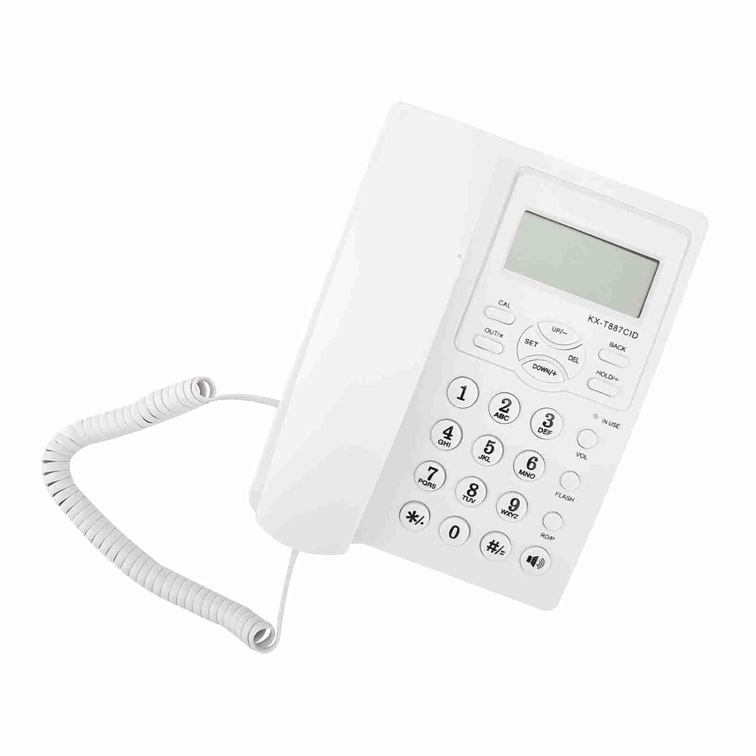 Cryfokt Corded Phone with Speakerphone, Easy to Use At Home (White)