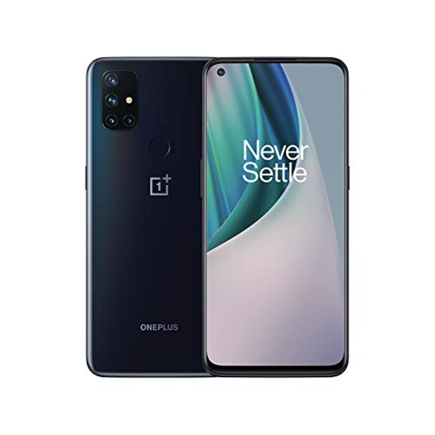 Oneplus nord n10 5g 6gb 128gb smartphone 6.49 inch screen 90hz display, snapdragon 690, dual sim gsm unlocked, 64mp quad camera, nfc, global version, midnight ice