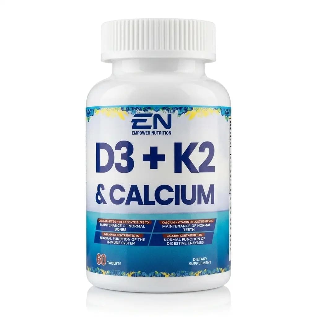 D3 + K2 & Calcium - Vitamin D3 (1000 IU), Vitamin K2 MK-7 (20 mcg) & Calcium (1000 mg) Supplement – Bone Support Formula – Daily Vitamin D3 K2 Calcium Complex (60 Tablets)