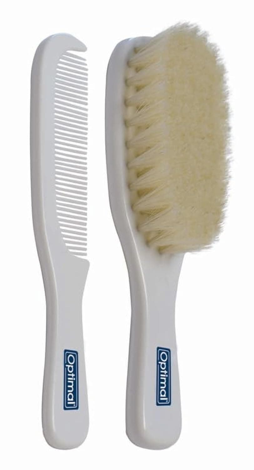 Premium Baby Brush & Comb Set Optimal – Ultra-Soft Natural Bristles for Newborns, Gentle Scalp Care, Perfect for Delicate Little Heads – Elegant White Design