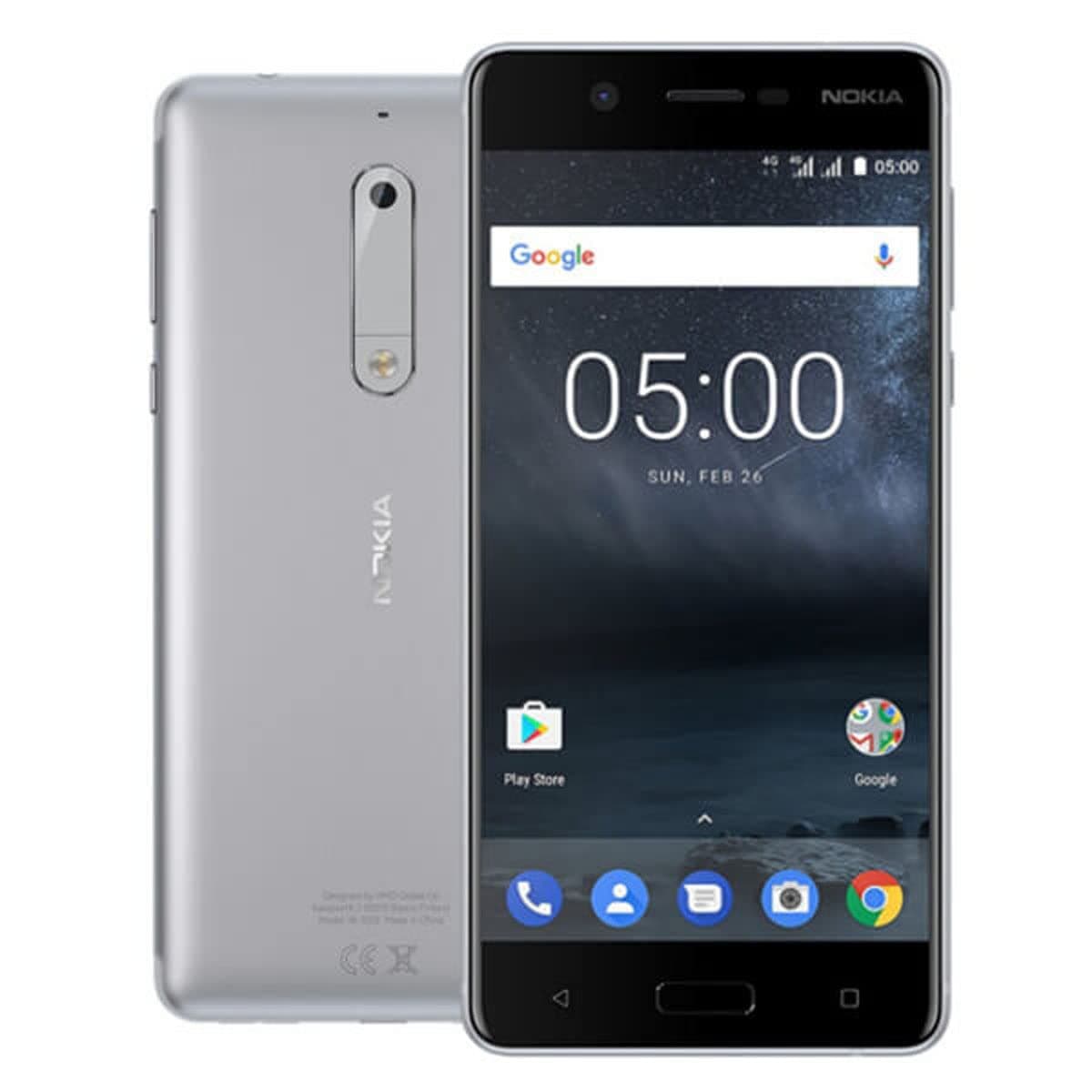 Nokia 5 Single-Sim 16GB ROM + 2GB RAM (GSM Only | No CDMA) Factory Unlocked 4G/LTE Smartphone (Silver) - International Version