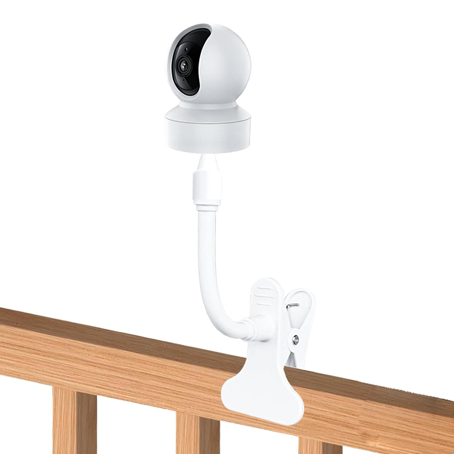 Support for Baby Monitor, Support for Baby Video Camera Adapted to the 1/4 Nut Interface without Drilling, Swivel Support for Babyphone Monitor Children Cot Table (White)