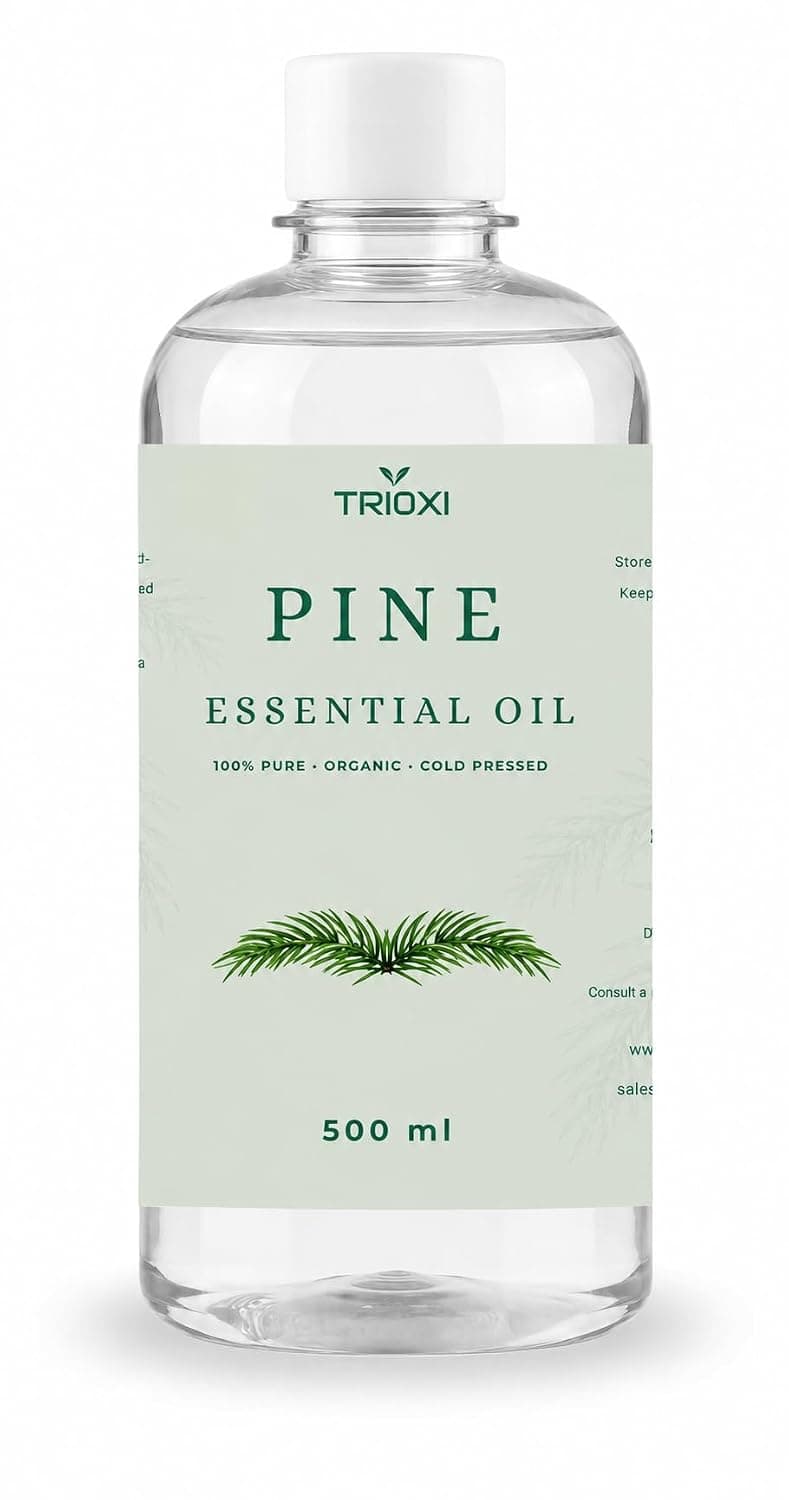 Trioxi Pine Essential Oil 100% Pure & Natural – Therapeutic Grade Pinus Sylvestris for Aromatherapy, Diffuser, Massage, Skin Care & Breathing Support – Steam Distilled Pine Needle Oil (500ml)