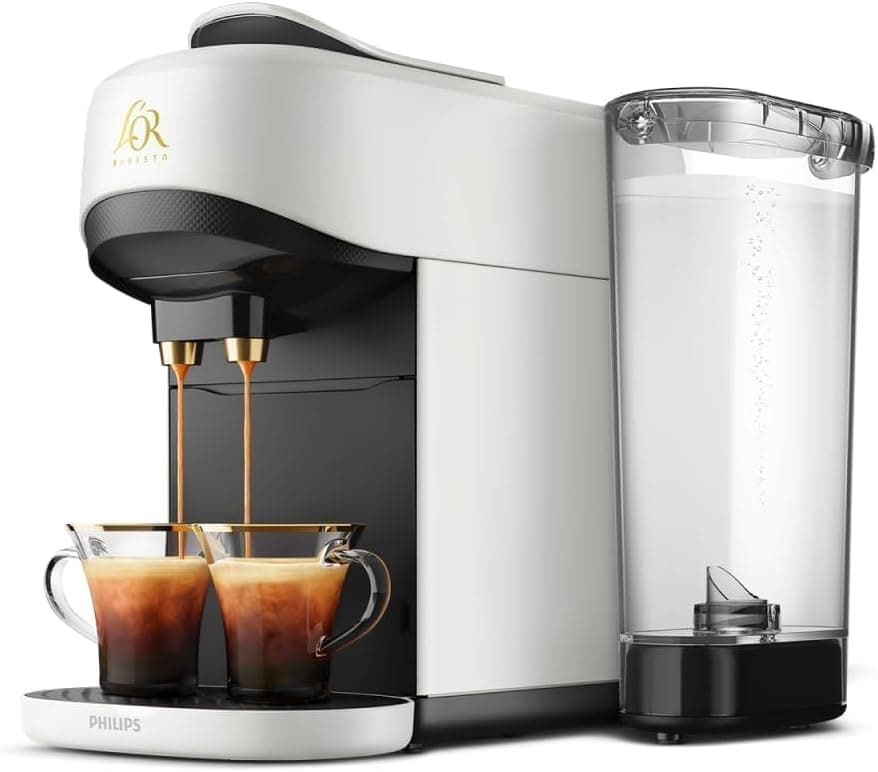 Philips L’OR BARISTA Absolu Capsule Coffee Machine – 19 Bar System, Dual Capsule Recognition, Enjoy Over Ice, Intensity Boost, XXL Capsules Compatible, Satin White (LM9512/00)