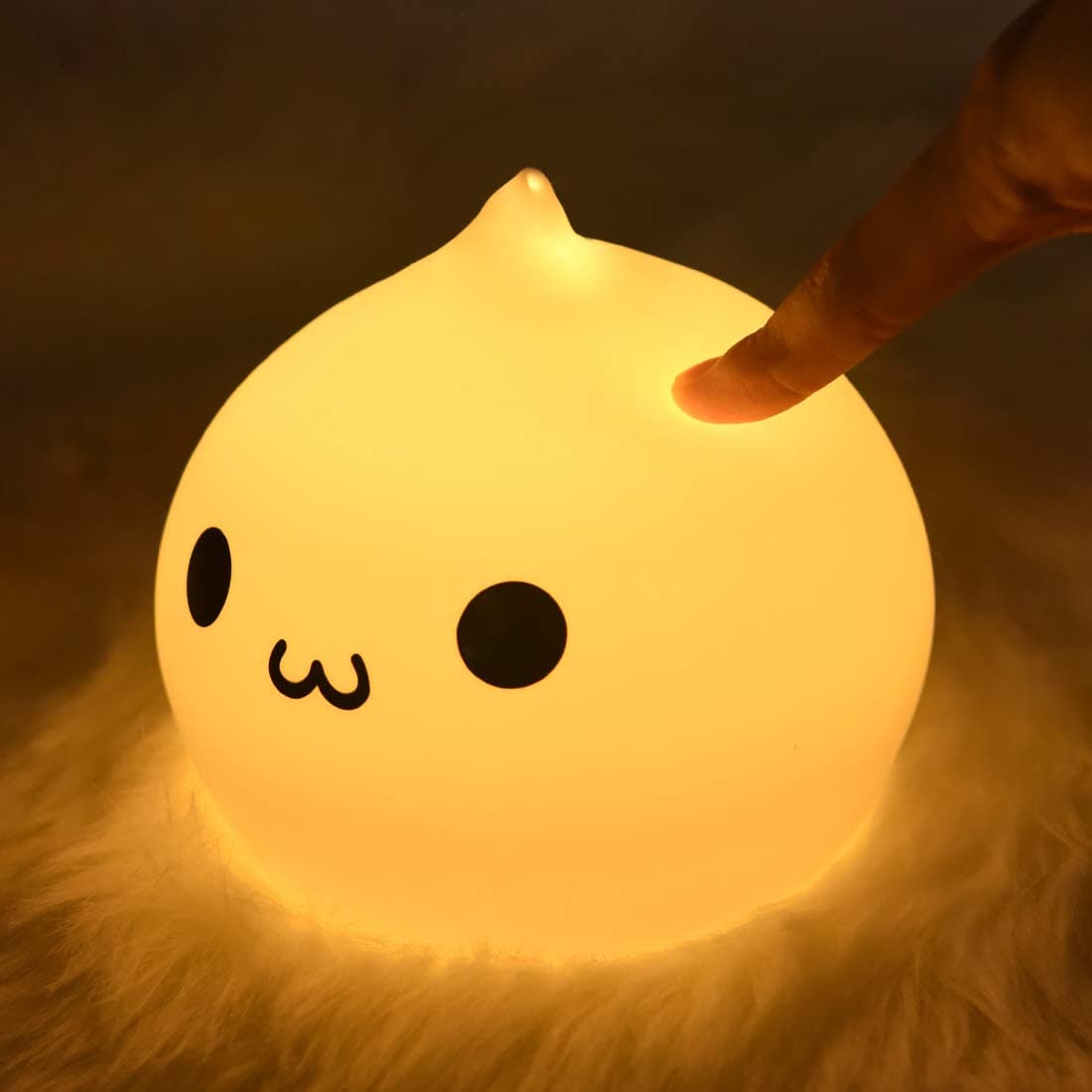 ZKLiLi Night Light for Kids, Dumpling Light Silicone Nursery Cute Lamp, Battery Powered LED Nightlight with 7-Color for Baby Teen Girls and Boys Bedrooms, Birthday Gift