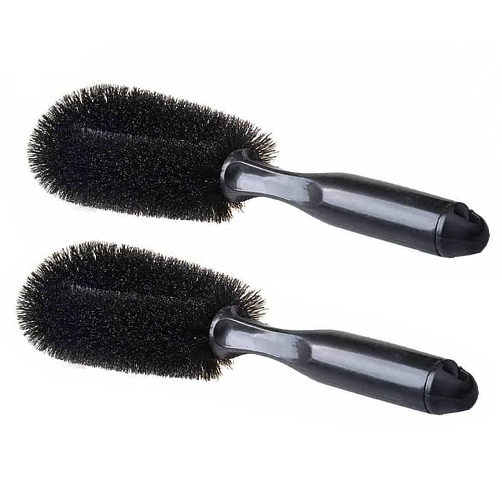2 Pack Wheel Brush, Car Rim Scrubber Multipurpose Auto and Car Detailing Cleaner Tool Dust Remover Motorcycle Truck Cleaning Brushes Car Care Brush Wet and Dry Wheel Tire Washing Tools