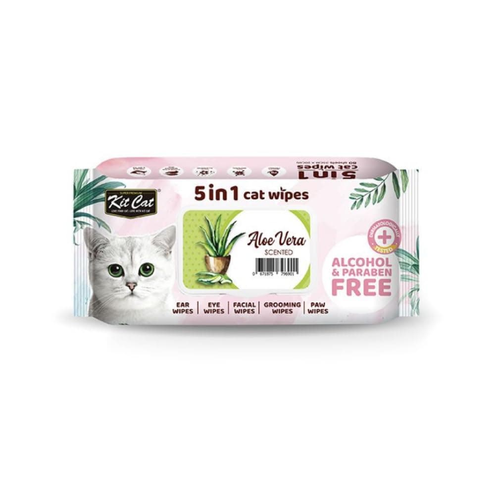 Kit Cat Wet Wipes 5 in 1 Aloe Vera 80 pcs