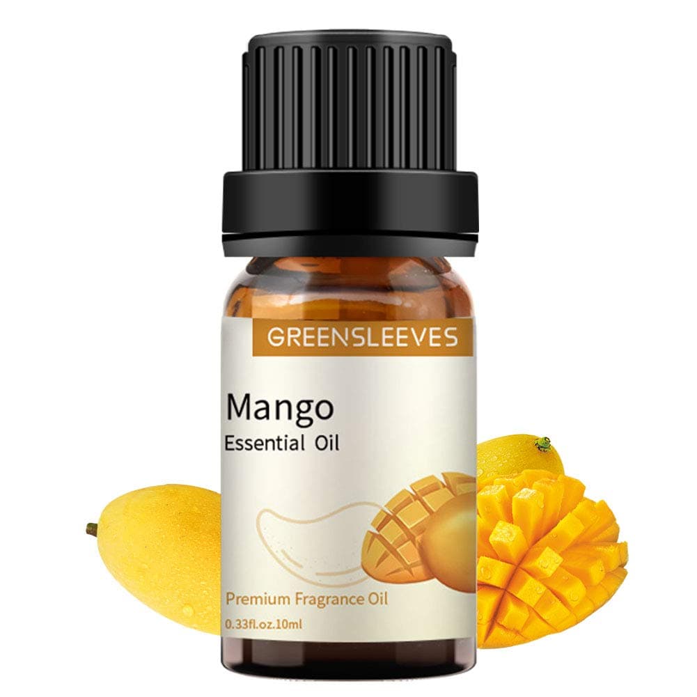 GREENSLEEVES Mango Essential Oil, 10ml Pure Plant-Based Fruit Fragrance Oil for Aromatherapy, Essential Oils for Diffuser, Air Freshener, Massage, Bath Bomb, Scented Candle Soap Making