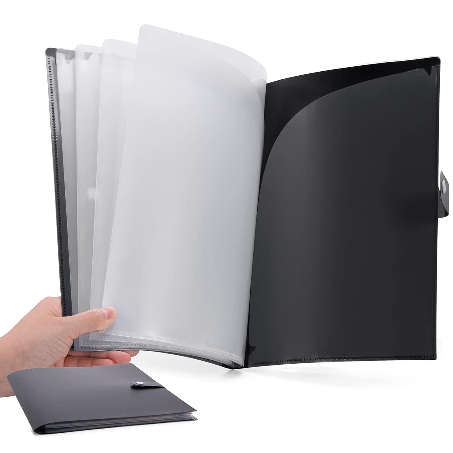Cesil 10-Pocket File Folder, Letter A4 Paper Project Organizer Folders with Snap Button, Plastic Document Organizer for School Office Home