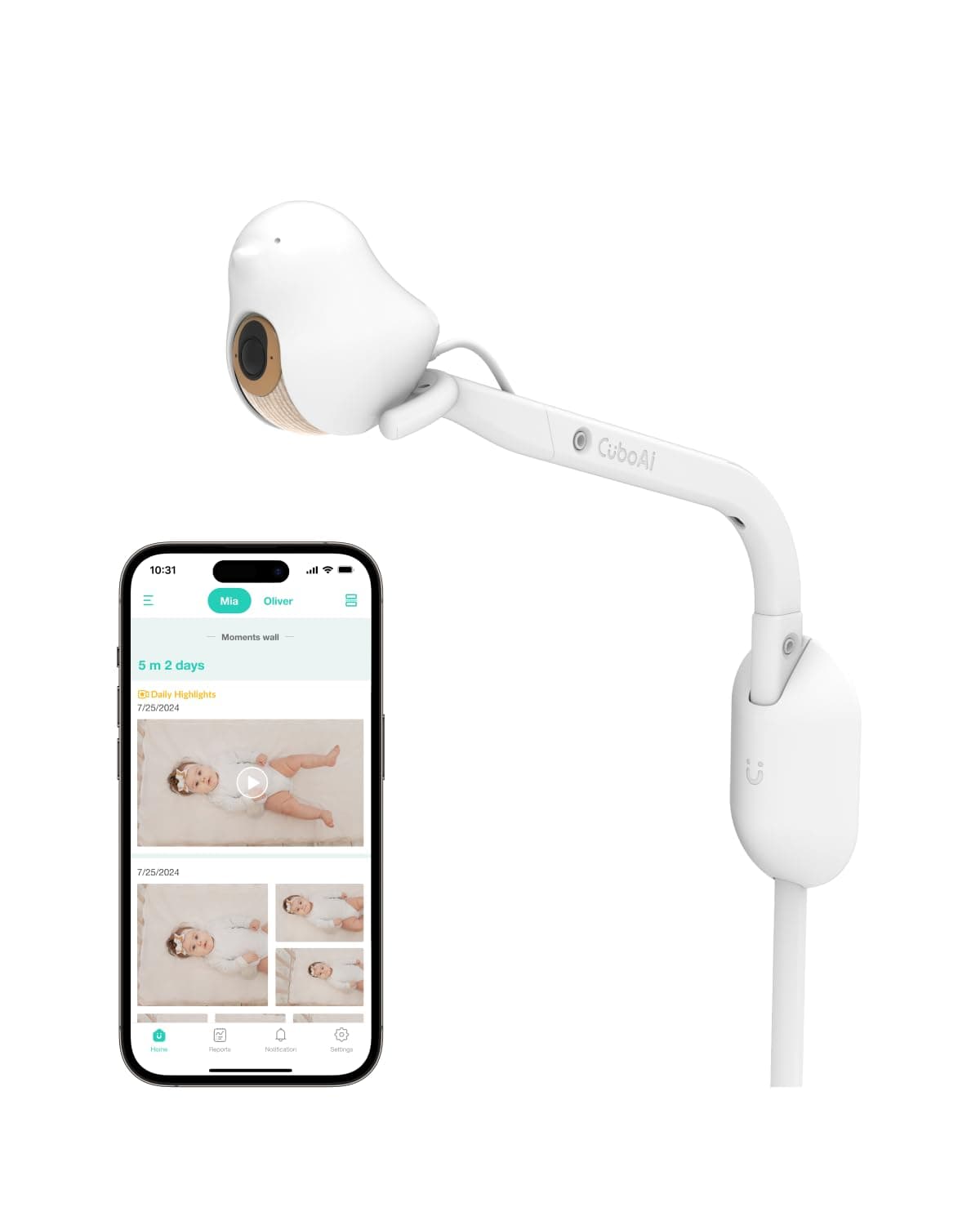 Gen3_CuboAi Smart Baby Monitor 3 with Wall Mount Set and Mobile Stand Set