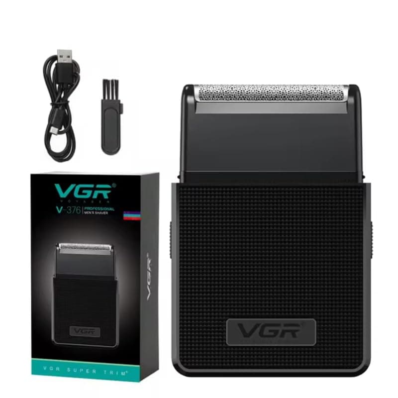 VGR V-376 Professional Electric Ultra-Thin Shaver Rechargeable Razor for Face Care Beard Trimmer Reciprocating Blade with USB for Men's - Black
