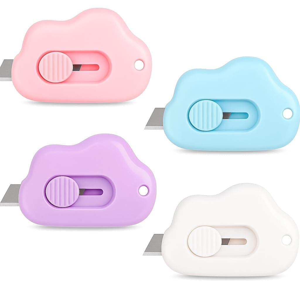 4PCS Cloud Shaped Letter Opener, Cute Mini Utility Box Cutter, Cloud & Flower Design Envelope Slitter, Portable Cutter for Package, Carton, Home Office and School Use