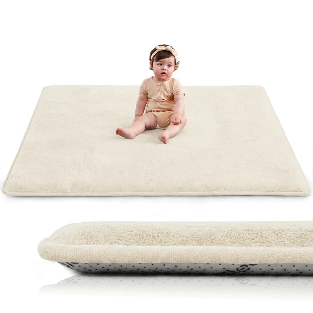 Huloo Sleep Baby Play Mat for Floor, 1.3" Thick Elastic Foam Tummy Tuck Mat