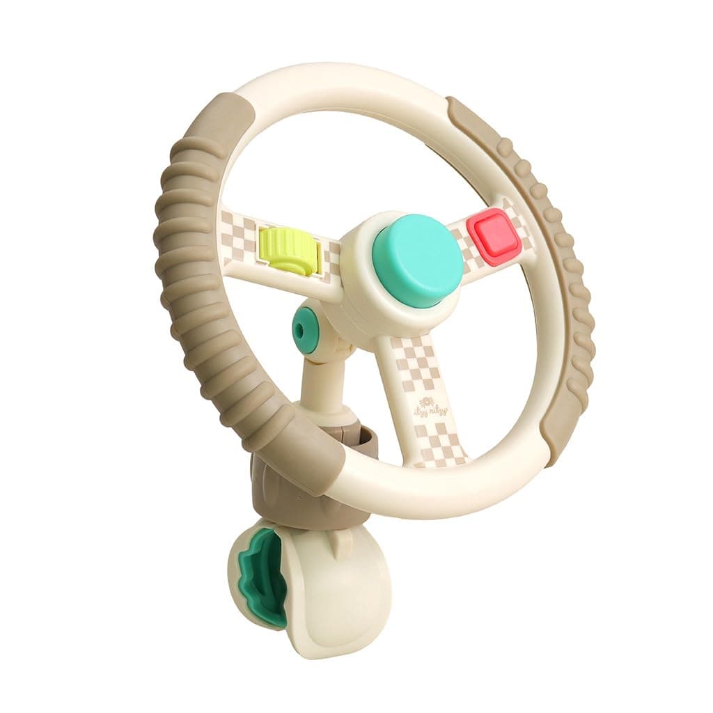 Itzy Ritzy Bitzy Driver Stroller Toy, Steering Wheel Toy with Fidget Play | Keeps Babies Engaged On the Go with Spinning Wheel, 3 Fidget Elements & Secure Clip for Strollers, Wagons & Shopping Carts