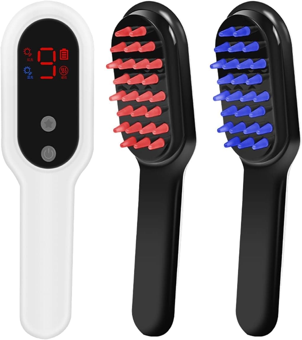Electric Massager Comb Cordless Scalp and Portable Rechargeable Head Scrubber with 9 Vibration Modes, Waterproof Handheld Massage Brush Soft Rubber Effective in Stress Relax