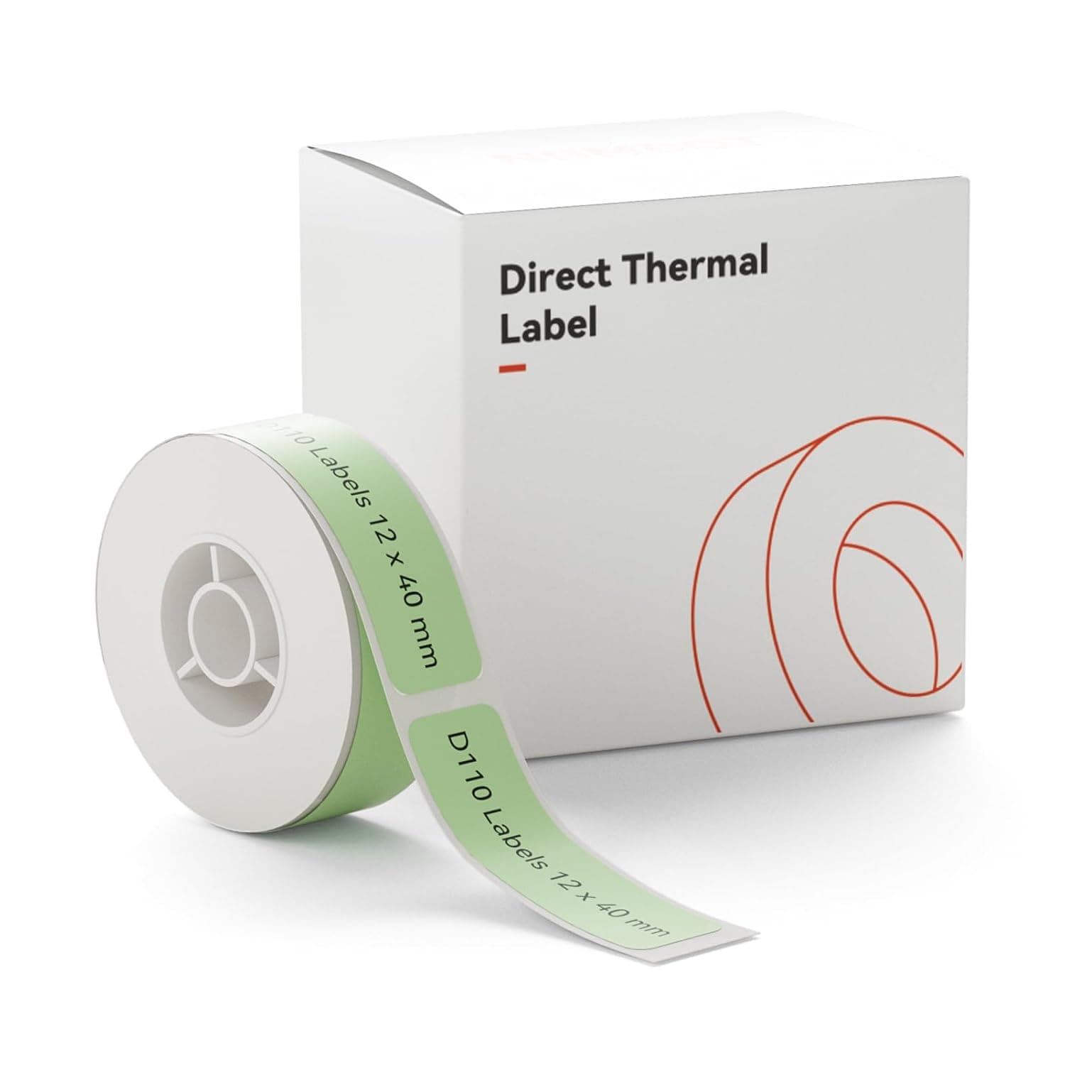 NIIMBOT Label Tape for D110/D11/D101, Black on Green Sticker Thermal Paper, Self-Adhesive Label Tape, 12 x 40 mm (0.47 x 1.57 Inch) 160 Tapes/Roll | 1 Roll, Strong Adhesive for Home Organization, Office Filing & Small Business