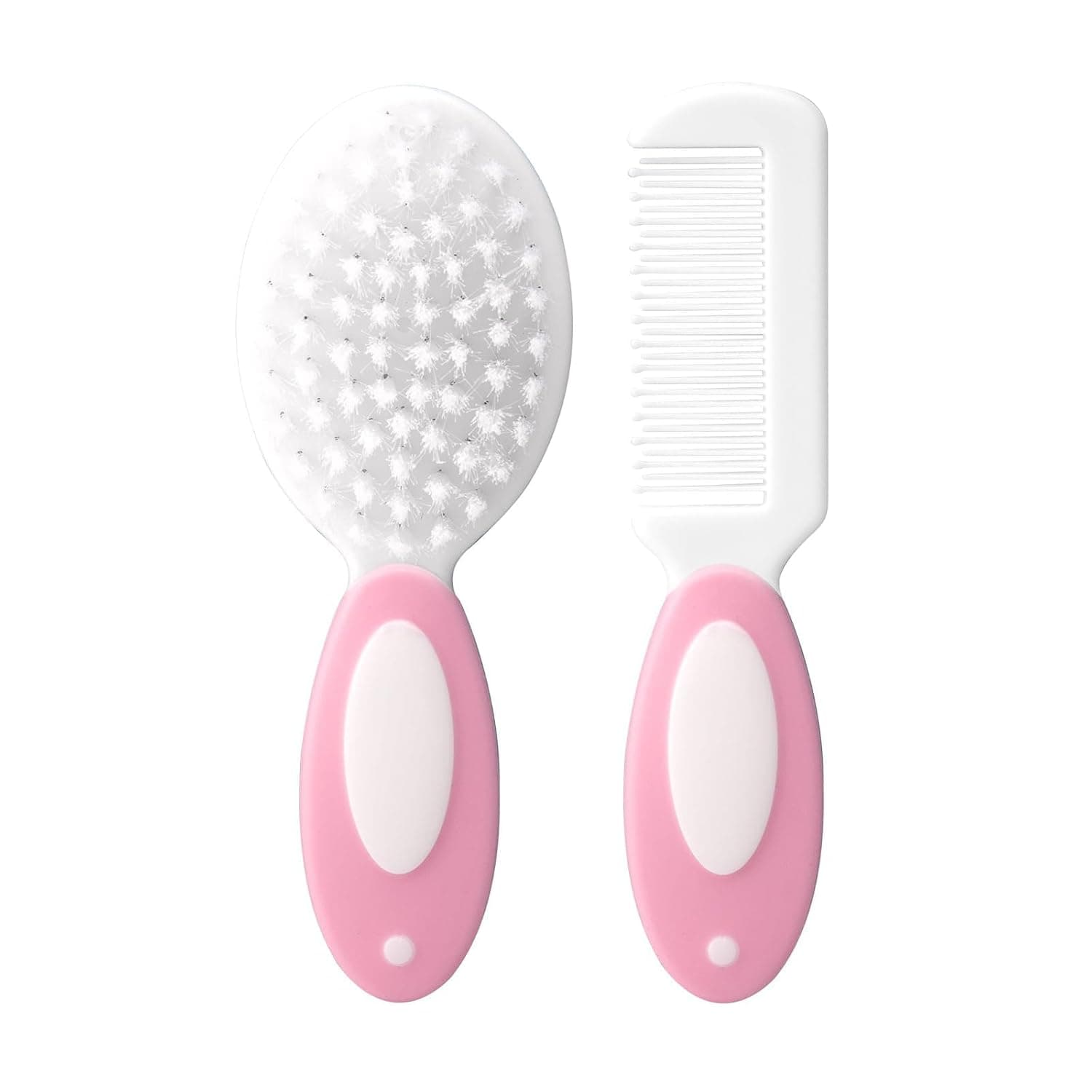 Tazweeq 2 Piece Baby Grooming Health Care Set, Soft Bristle Hair Brush, Silicone Cradle Cap Brush for Newborns & Toddlers (Pink)