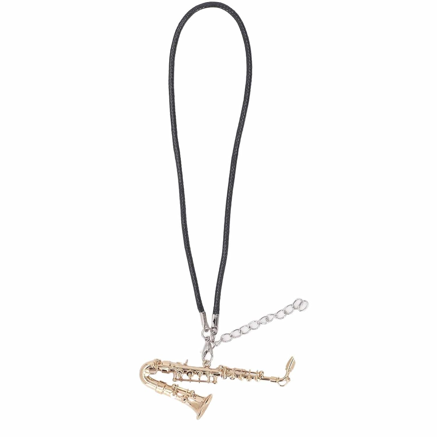 Mini Saxophone Necklace Gold Metal Saxophone Necklace for Women Musical Instrument Jewellery Pendant Saxophone Necklace for Birthday Daily Use