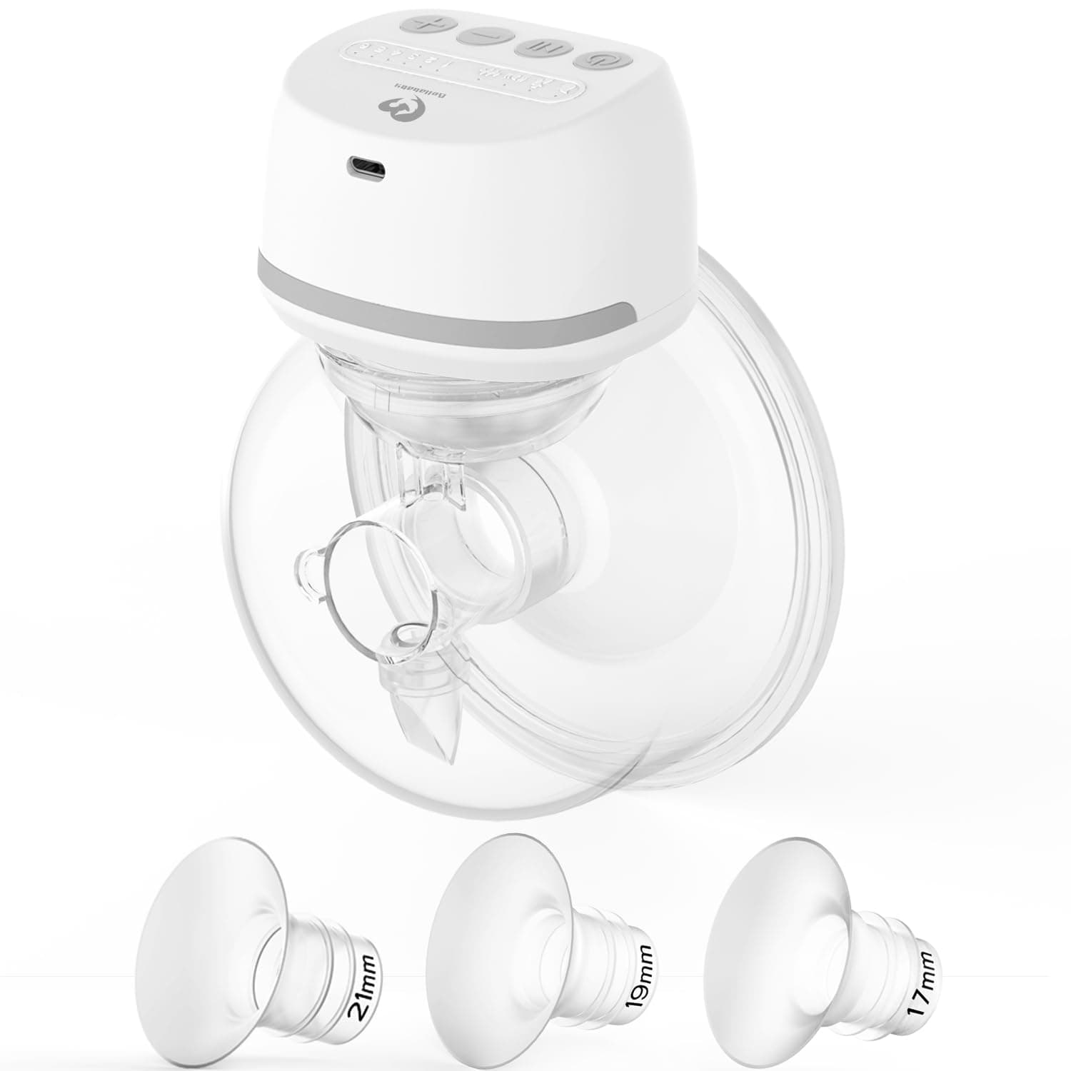 Bellababy Wearable Breast Pump Hands Free, 4 Modes 6 Levels Suction, Wireless Electric Breast Pump Portable. 1 Pack. (24mm Flange, 21/19/17mm Inserts)