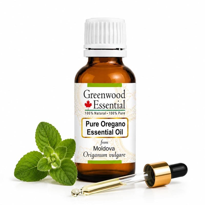 Greenwood Essential Oregano Essential Oil (Origanum vulgare) - 0.16 Fl Oz (5ml) - 100% Natural Oregano Oil - for Hair Care, Massage & Aromatherapy - with Dropper