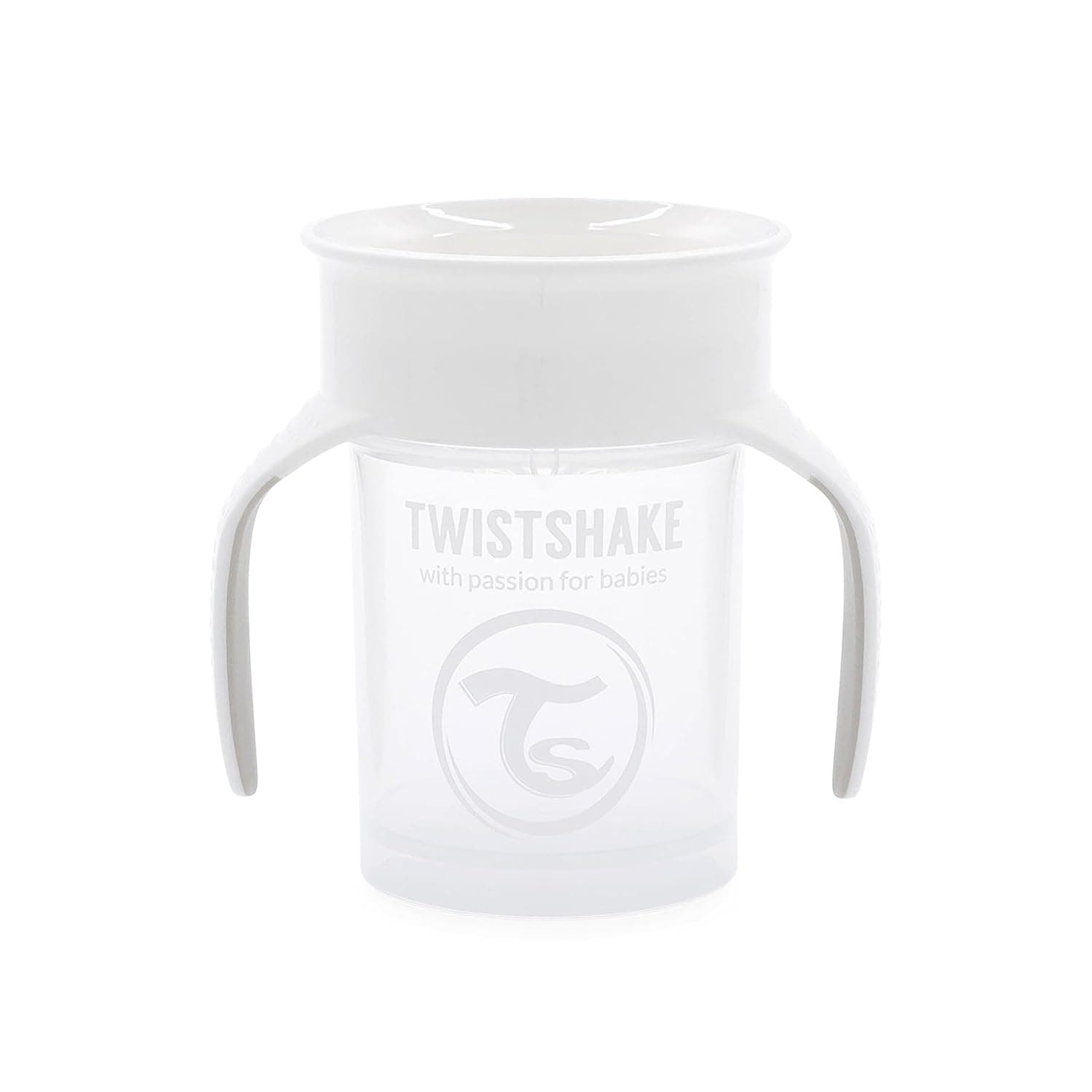 Twistshake 360 Cup | Baby Sippy Cup with 360° Drinking Rim - 230ml | Children's Learning Cup with Handles | Non-Spill | BPA-Free | Training Cups for Kids | 6+ Months | White