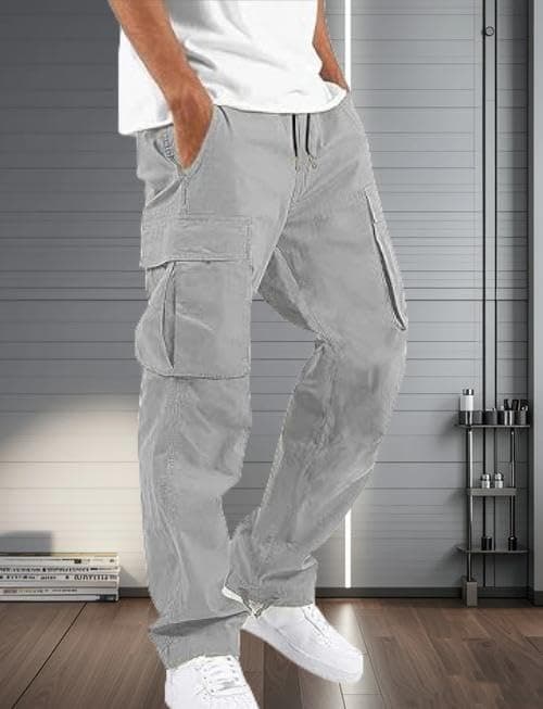 Mens Cargo Pants Casual Joggers Athletic Pants Cotton Loose Straight Sweatpants