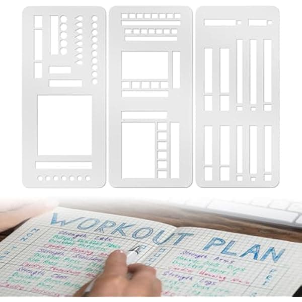 Set of 3 Handmade Flexible Calendar Stencils, Reusable Plastic Stencils Set for Crafts, Drawing Stencils & Planner Stencils for Journaling, Scrapbooking, DIY Crafts, Painting Stencils