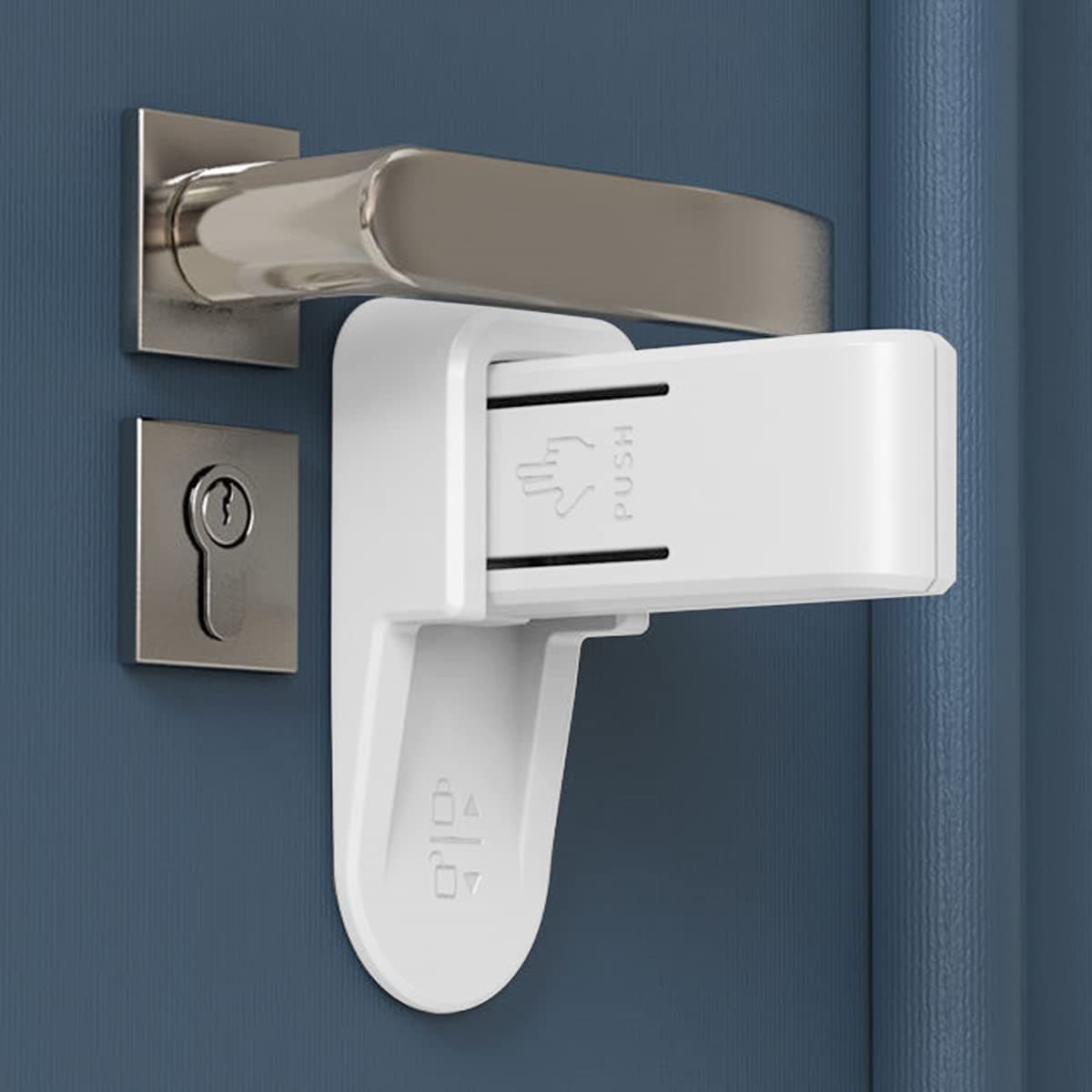 QG Child Proof Door Lever Lock 2 Pack Adhesive Door Handle Locks Reusable Lever Locks for Children Baby Safety Prevents Toddlers from Opening Doors One Hand Working for Adults No Tools Need YAXAHHD