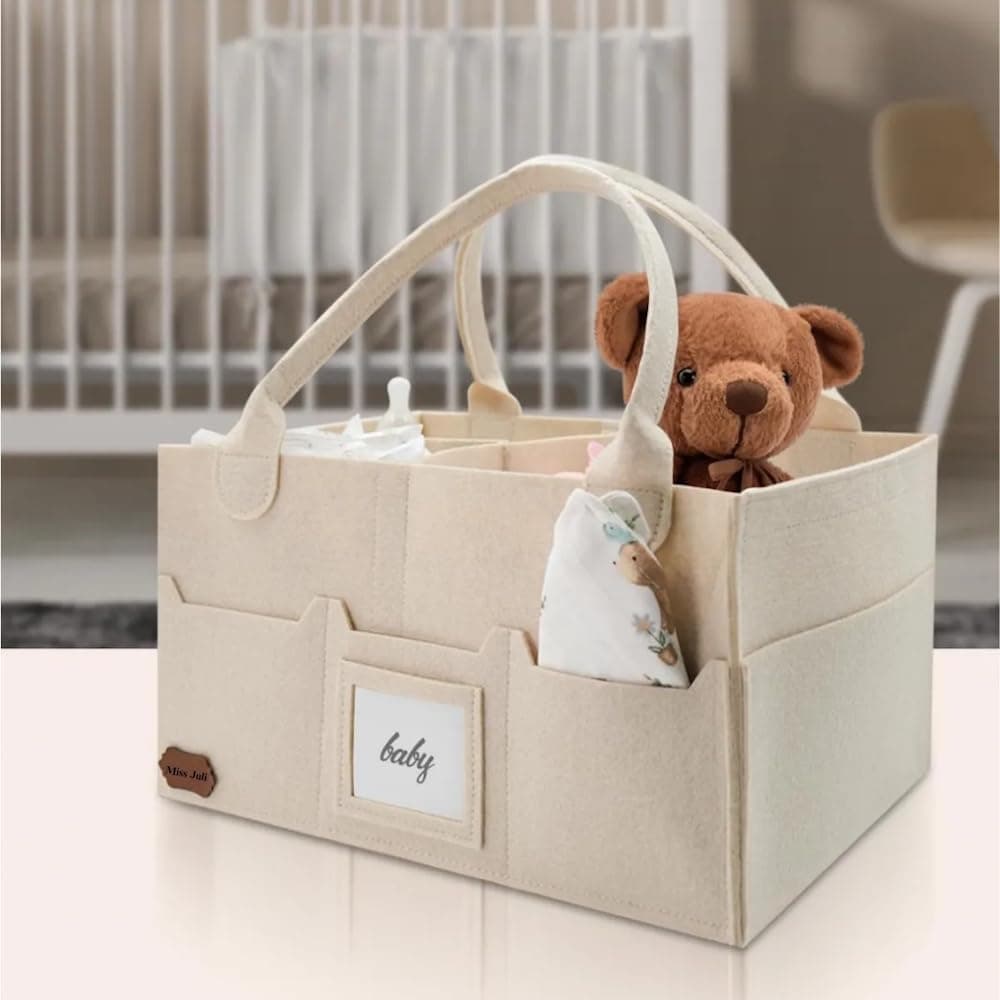 SMART EGE Baby Diaper Caddy Organizer with Cap, Nursery Storage Container, Nursery Diaper Organizer, Baby Shower Gifts, Baby Essentials