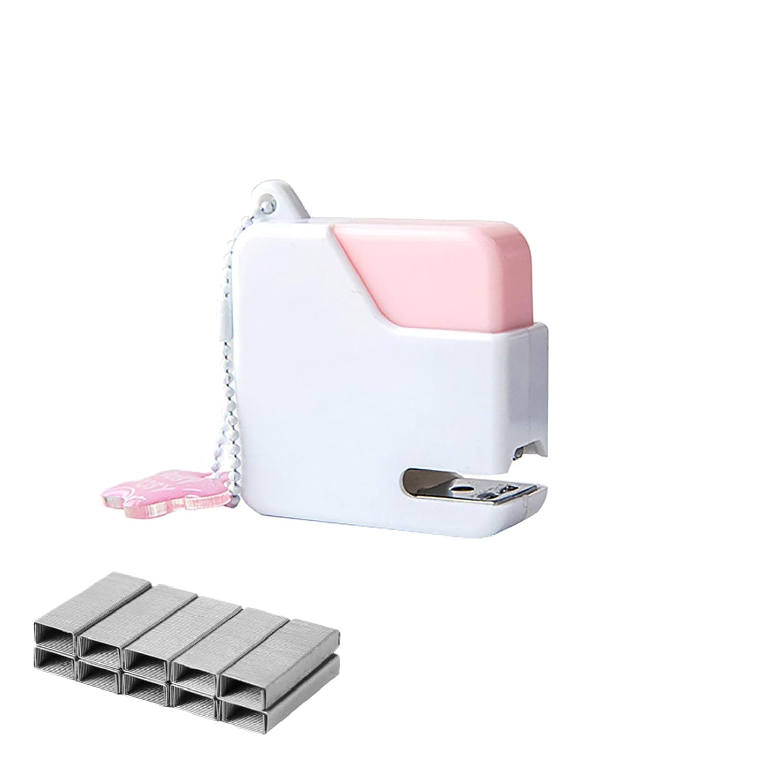 GZBABY Mini Stapler with 1000 Staples, Portable Stapler for Office Home Travel, Cube Shaped, 10 Sheets Capacity (Pink)