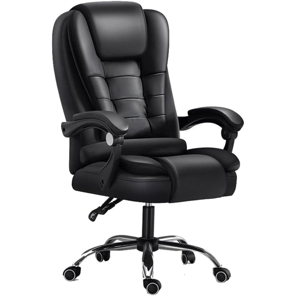 Chulovs Ergonomic Office Chair – 360° Swivel Computer ｃhair, PU Leather Boss Chair, Adjustable Height Soft Gaming Chair for Home, Office, and Study, (Black)