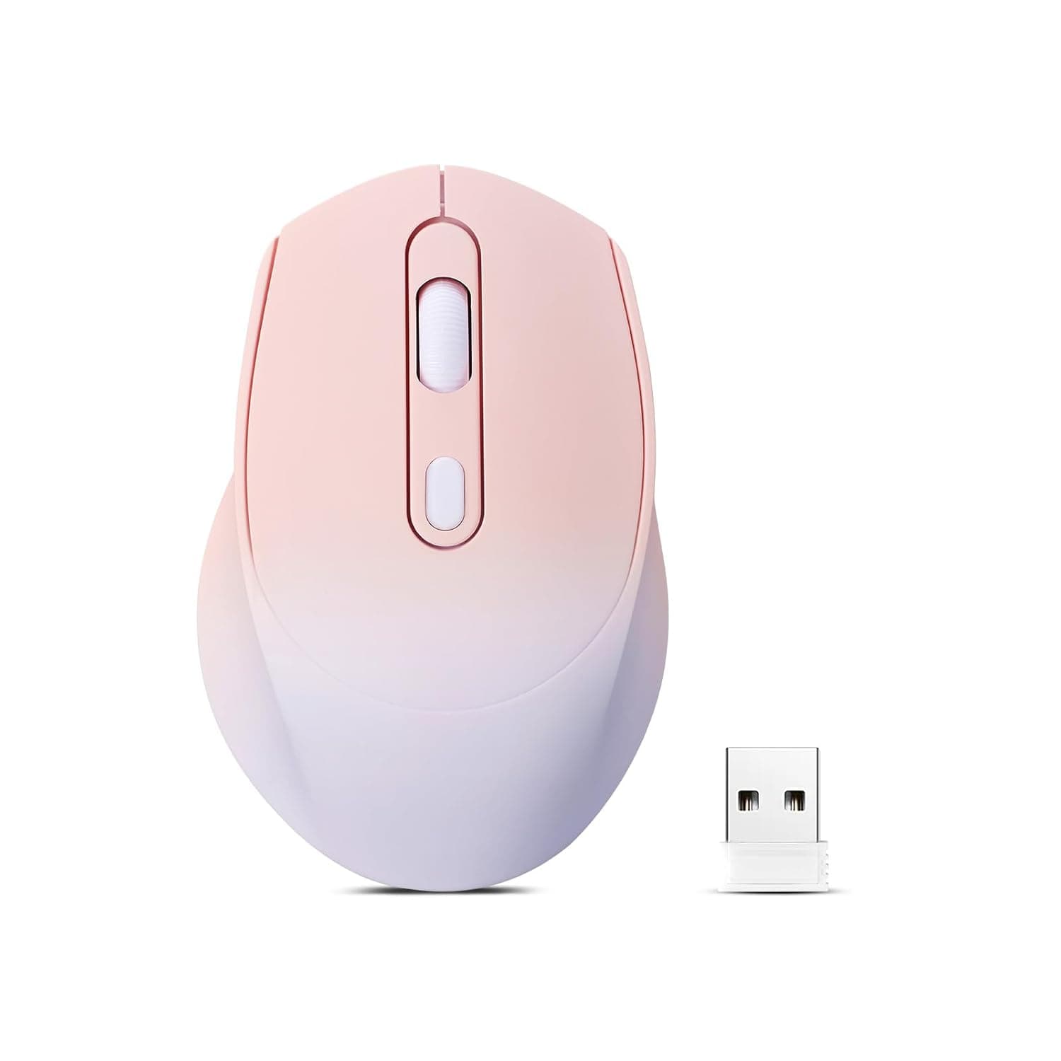 Wireless Gradient Color Bluetooth Mouse,Dual Mode Rechargeable Silent Slim Laptop Mouse,Portable(BT5.2+USB Receiver) Computer Mice,for Laptop,Desktop Computer,ipad Tablet,Phone,TV (Gradient Pink)