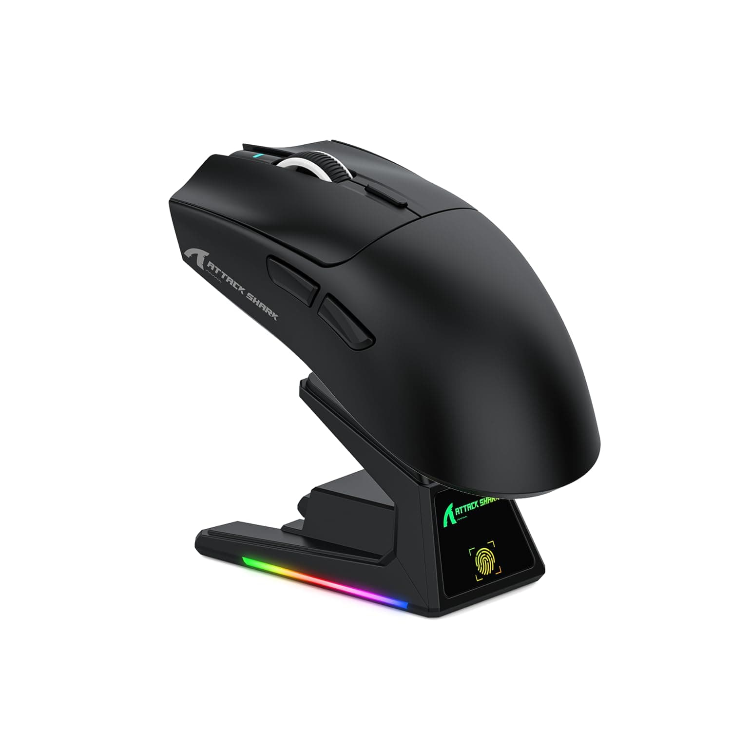 ATTACK SHARK X1 Gaming Mouse with Touchpad RGB Charging Dock, PixArt PAW3395PRO Gaming Sensor, BT/2.4G Wireless/Wired Mouse, 40000 DPI, 53g Superlight Gamer Mice for Win11/Xbox/PS/Mac (Black)