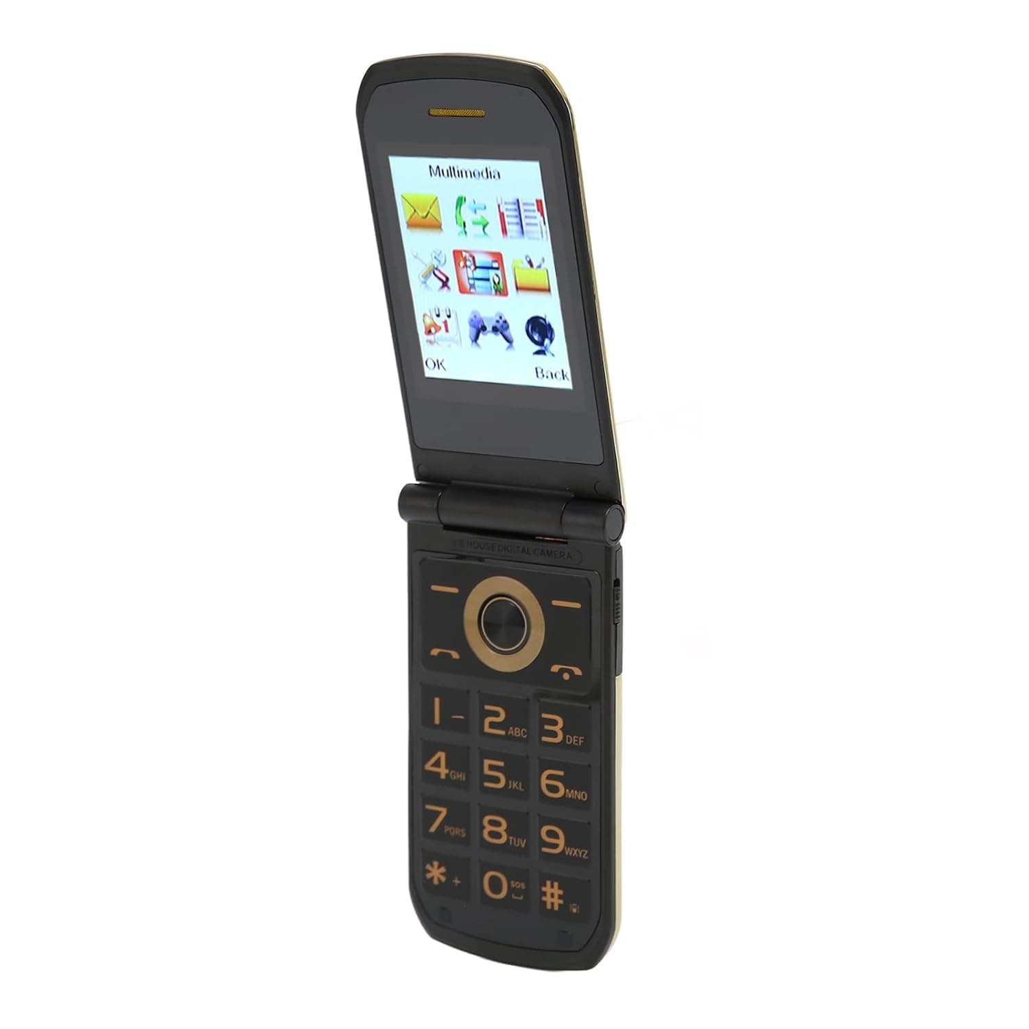 Unlocked Senior Flip Phone, SOS Big Button Mobile, 2.4 Inch Touch Screen Flip Phone with Strong Flashlight, for Seniors Elderly (Gold)
